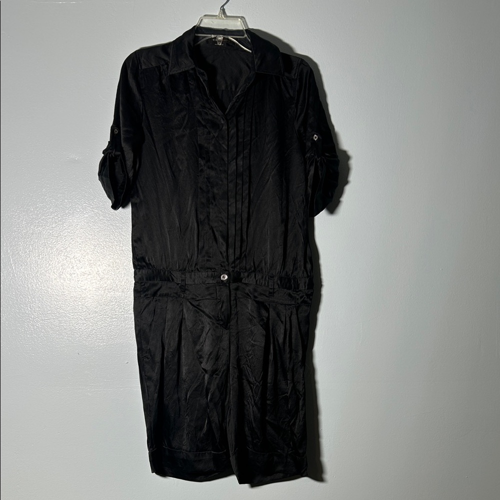BCBGMaxAzria Black Silk Romper